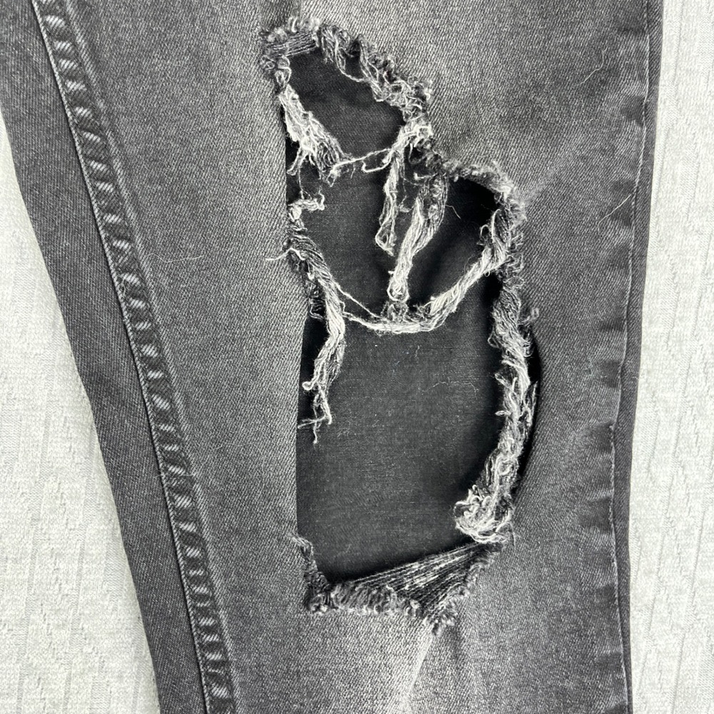 Hoxton Denim Super Skinny Goth Core Punk Jeans Men 34x34 (30X33 Black Distressed - Picture 12 of 15